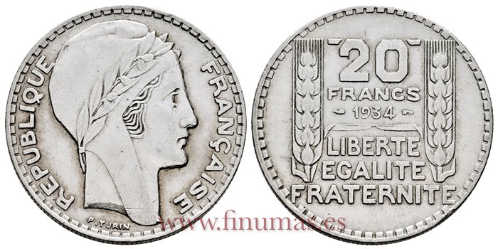 FRANCIA - K-0879 - 20 Francos 1934  - EBC