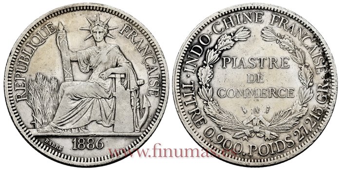 INDOCHINA - K-005 - 1 Piastra 1886 A -MBC