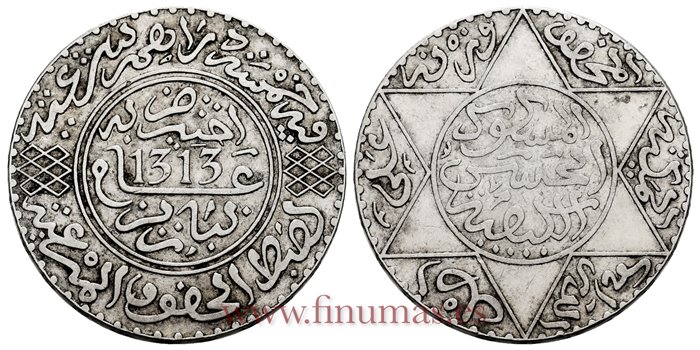 MARRUECOS - K-007 - 5 Dírhams 1313 - MBC
