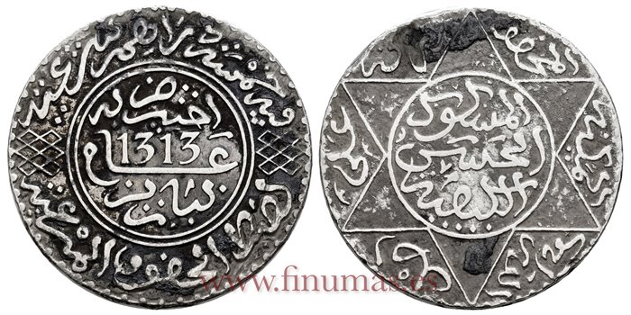 MARRUECOS - K-007 - 5 Dírhams 1313 - BC