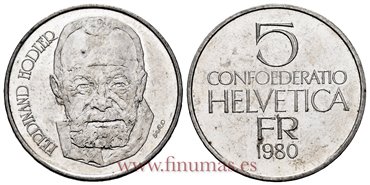 SUIZA - K-059 - 5 Francos 1980 - SC