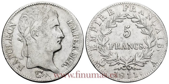FRANCIA - K-0694 - 5 Francos 1811 A - MBC-