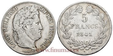 FRANCIA - K-0749 - 5 Francos 1841 B - MBC-