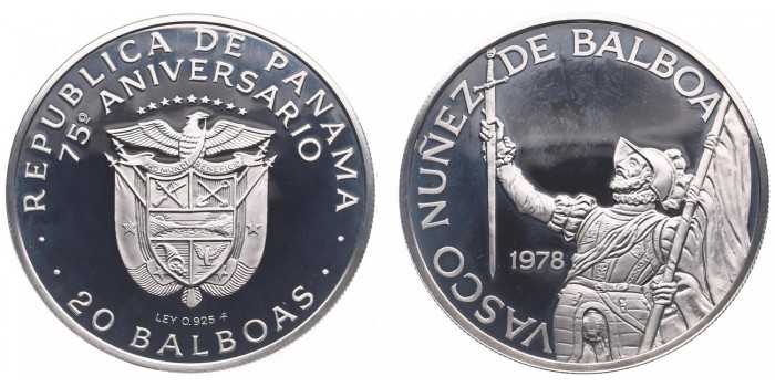 PANAMA - K-059 - 20 BALBOAS 1979. PROOF - SILVER
