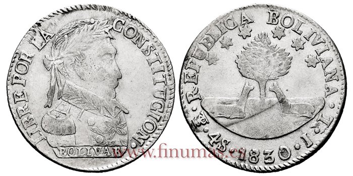 BOLIVIA - K-096 - 4 Soles 1830 Potosi JL - MBC+