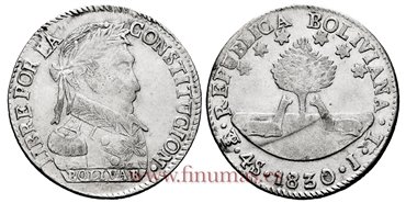 BOLIVIA - K-096 - 4 Soles 1830 Potosi JL - MBC+