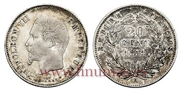 FRANCIA - K-0778-1 - 20 Ctm. Francos 1854 A - MBC