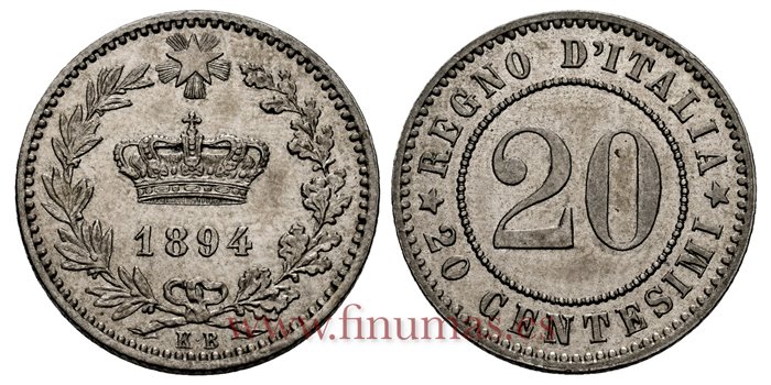 ITALIA - K-028 - 20 Centesimo 1894 - EBC/SC