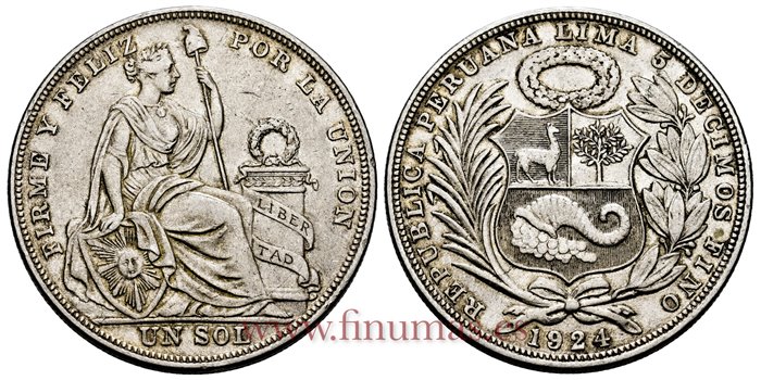 PERU - K-218.1 - 1 Sol 1924 - EBC