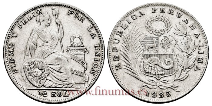 PERU - K-216 - 1/2 Sol 1935 Lima - EBC
