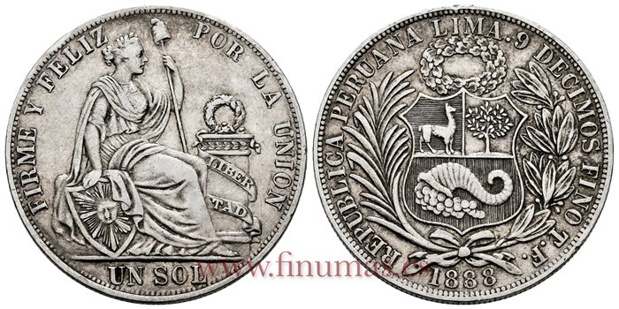 PERU - K-196 - 1 Sol 1888 TF - EBC-