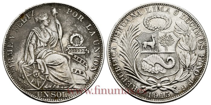 PERU - K-196-26 - 1 Sol 1915 FG - MBC+