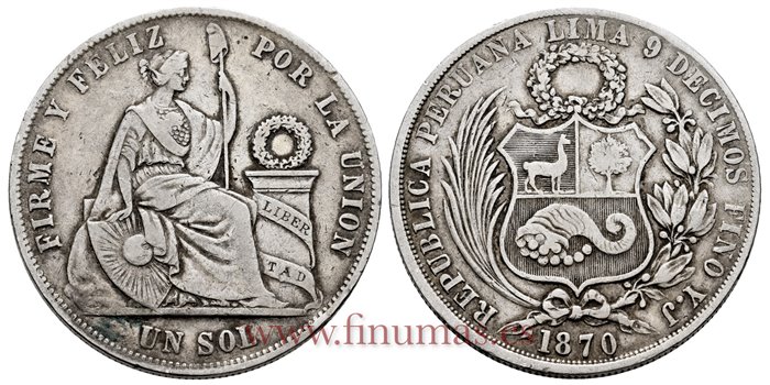 PERU - K-196 - 1 Sol 1870 YJ - MBC