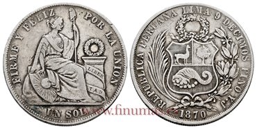 PERU - K-196 - 1 Sol 1870 YJ - MBC