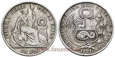 PERU - K-196 - 1 Sol 1871 YJ - MBC