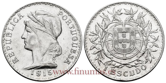 PORTUGAL - K-564 - 1 Escudo 1915 - EBC-