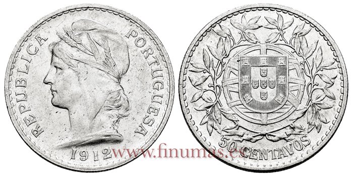 PORTUGAL - K-561 - 1/2 Escudo 1912 - EBC