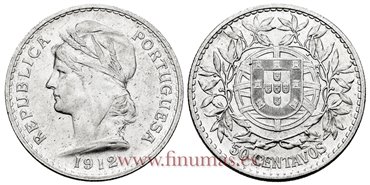 PORTUGAL - K-561 - 1/2 Escudo 1912 - EBC