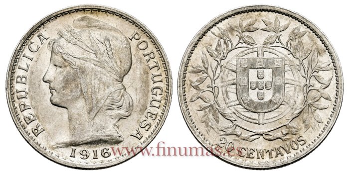 PORTUGAL - K-562 - 20 Centavos 1916 - EBC