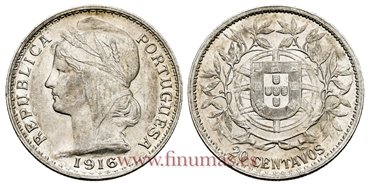 PORTUGAL - K-562 - 20 Centavos 1916 - EBC