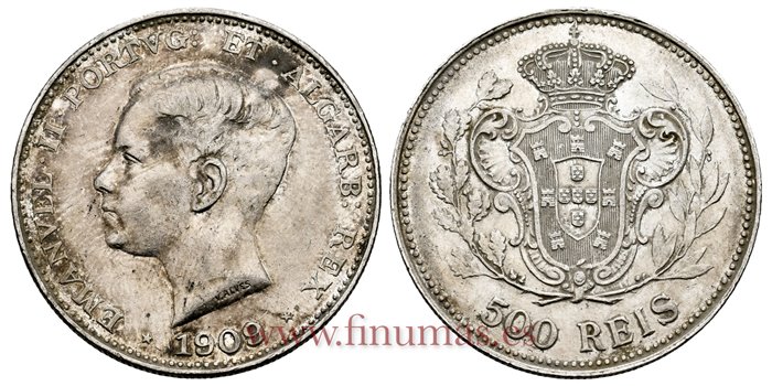 PORTUGAL - K-547 - 500 Reis 1909 - MBC+