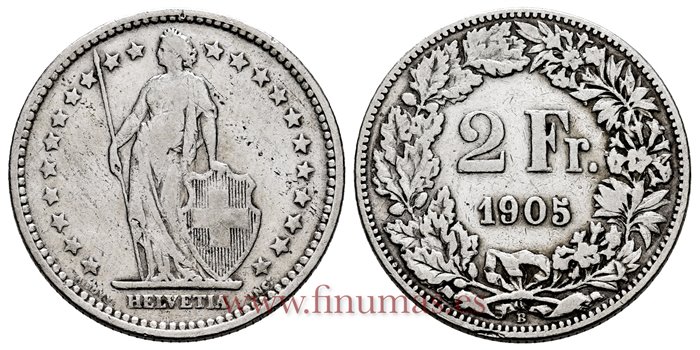 SUIZA - K-021 - 2 Francos 1905 - MBC-