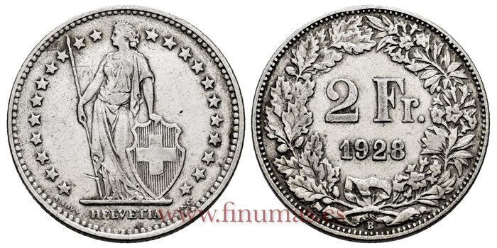 SUIZA - K-021 - 2 Francos 1916 - MBC