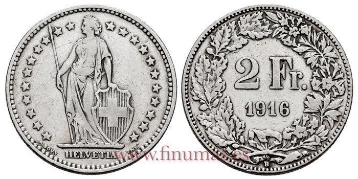 SUIZA - K-021 - 2 Francos 1928 - MBC