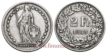 SUIZA - K-021 - 2 Francos 1945 - MBC+
