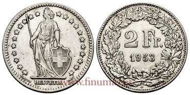 SUIZA - K-021 - 2 Francos 1953 - EBC-