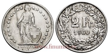 SUIZA - K-021 - 2 Francos 1960 - EBC-