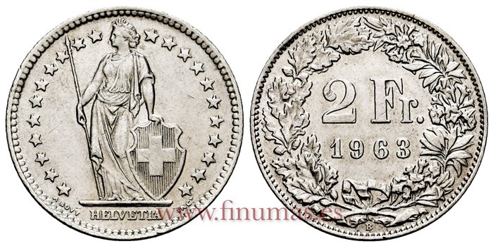 SUIZA - K-021 - 2 Francos 1963 - SC