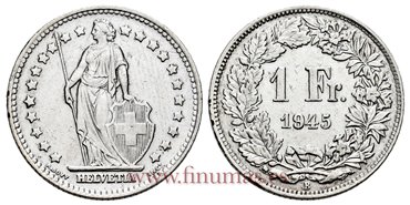 SUIZA - K-024 - 1 Francos 1945- EBC-