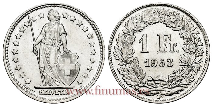 SUIZA - K-024 - 1 Francos 1953- SC-
