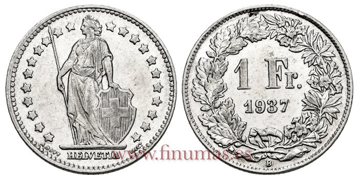 SUIZA - K-024 - 1 Francos 1937- EBC