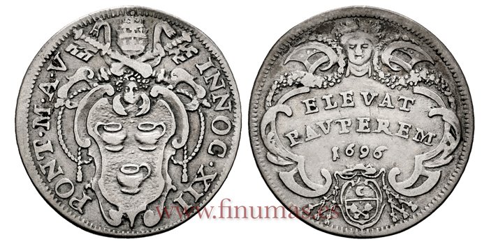 ESTADOS PAPALES - K-593 - Inocencio XII - Giulio 1696-5 - EBC-