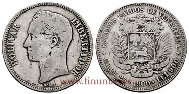VENEZUELA - K-024 - 5 Bolivares 1900 - BC