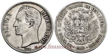 VENEZUELA - K-024 - 5 Bolivares 1910 - MBC-