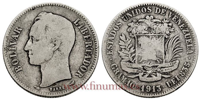 VENEZUELA - K-023 - 2 Bolivares 1913 - BC-