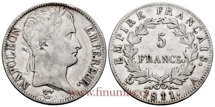 FRANCIA - K-0694-1 - 5 Francos 1811 A - MBC