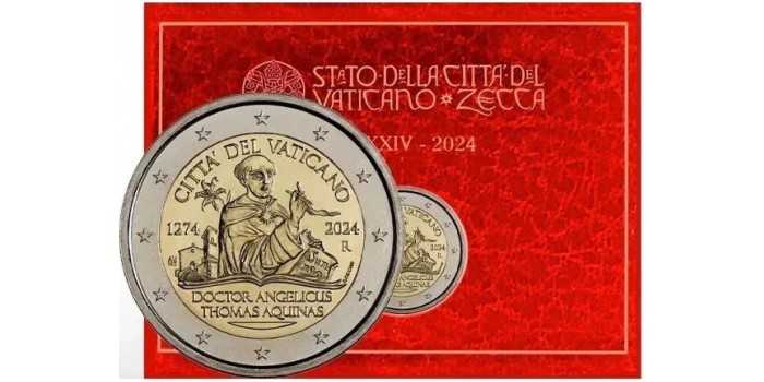 2 EUROS CONMEMORATIVOS VATICANO 2024  "Tomás de Aquino"