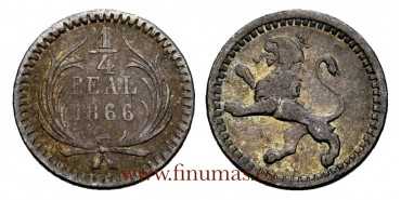 GUATEMALA - K-130 - 1/4 Real 1866 - MBC+