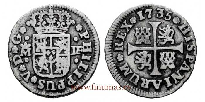 Cy07712.-FELIPE V - 1/2 Real 1735 Madrid J.F .-MBC-