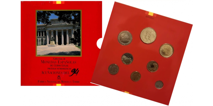 CARTERA OFICIAL FNMT AÑO 1994. 8 VALORES PESETAS