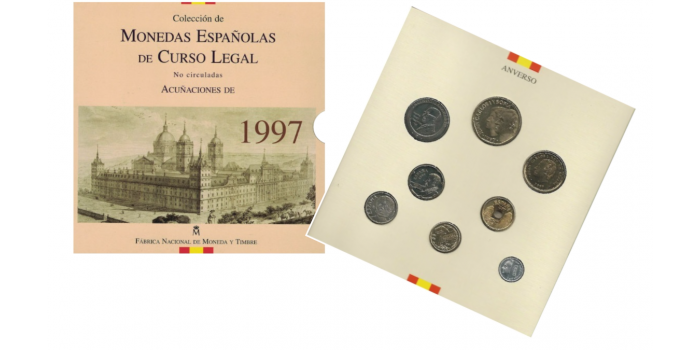 CARTERA OFICIAL FNMT AÑO 1997. 8 VALORES PESETAS