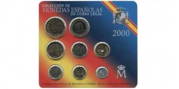 CARTERA OFICIAL FNMT AÑO 2000. 8 VALORES PESETAS