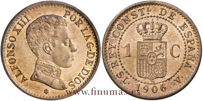 Cy16645K.- ALFONSO XIII - 1 Céntimo 1906 SL-V. SC