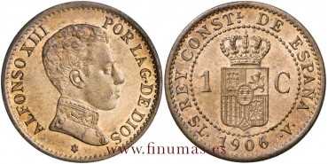 Cy16645K.- ALFONSO XIII - 1 Céntimo 1906 SL-V. SC
