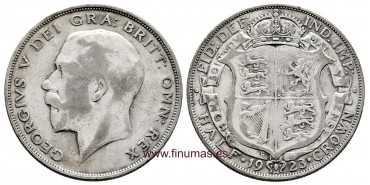 GRAN BRETAÑA - K-0818 - 1/2 CROW 1923. MBC-  Plata