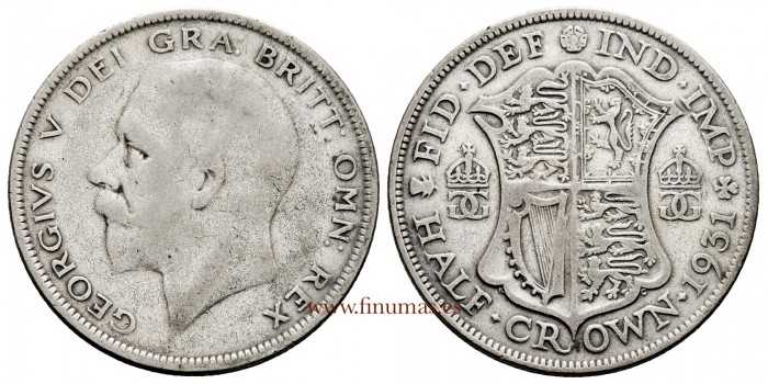 GREAT BRITAIN - K-0835 -1/2 Crown 1931. MBC- SILVER